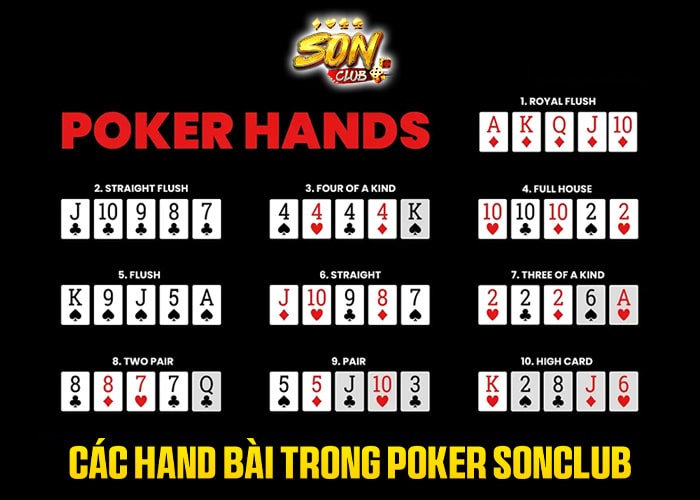 Các hand bài trong Poker Sonclub