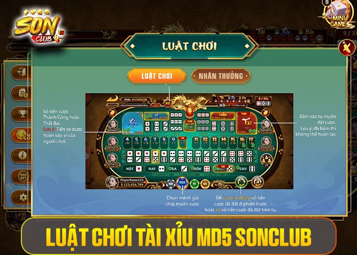 Luật chơi Tài Xỉu MD5 Sonclub