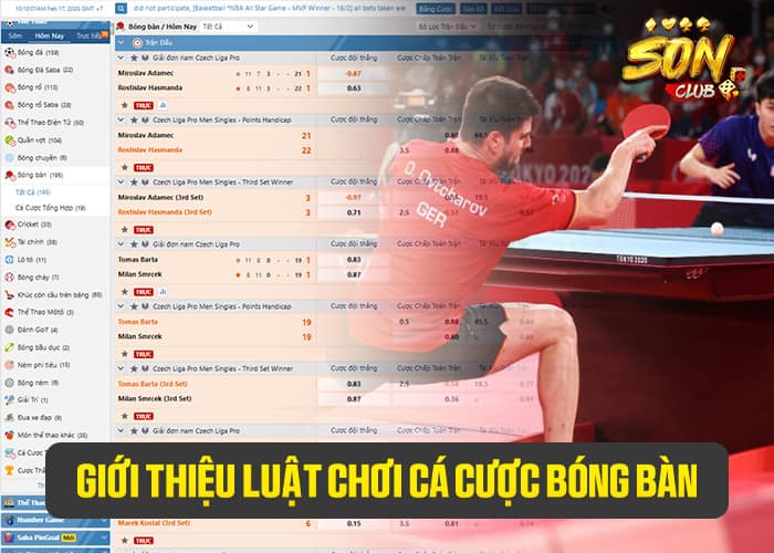 Giới thiệu luật chơi cá cược bóng bàn tại Sonclub